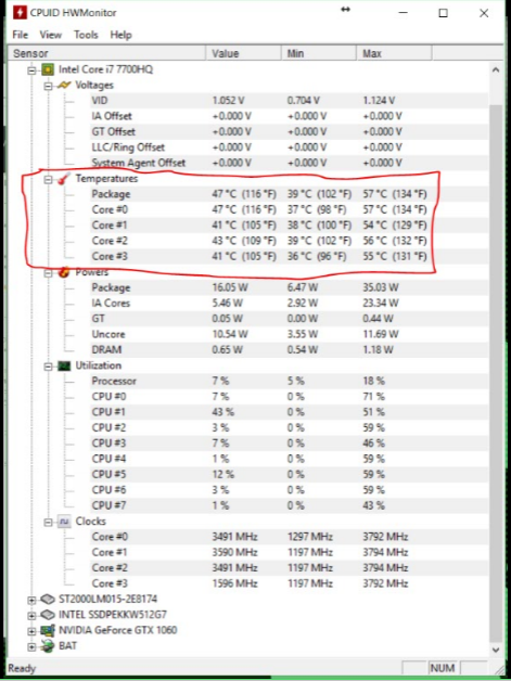 Hardware Monitor CPU Temps